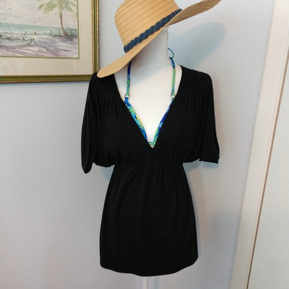 Guess Black Low Cut Top or Swim Cover-up